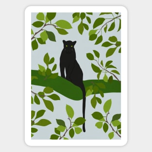 Black panther sits on a branch Sticker